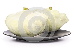 Summer white pattypan squash isolated on white