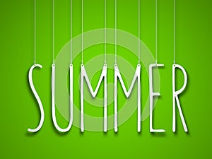 Summer - white word hanging on green background