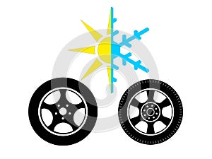 Summer and winter tires vector on white background