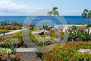 Summer and winter vacation destination, views of Curacao island and blue water of Carribean sea