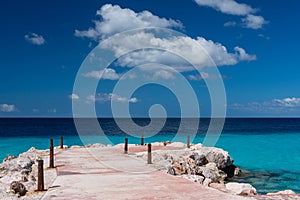 Summer and winter vacation destination, views of Curacao island and blue water of Carribean sea