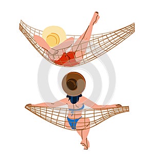 summer woman hammock beach vector