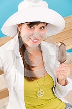 Summer - woman teenager enjoy ice lolly