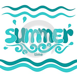 Summer word, sea and wave