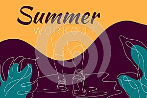 Summer Workout Flat Illustration abstract background line art. Sales promotion material. perfect for social media banner design, p