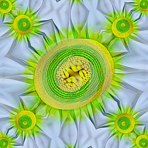 Summer Yellow Green Flower Abstract Background Art