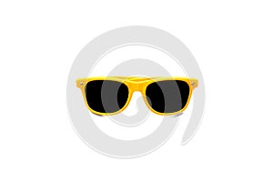 Summer yellow sunglasses isolated in large seamless white background.