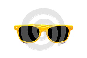 Summer yellow sunglasses isolated in seamless white background