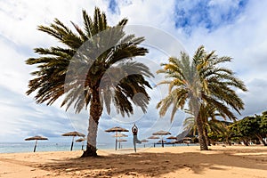 Summer yoga session on beach photo