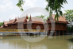 Summerhouses, bridge, lake, Dusit Palace, Bangkok, Thailand photo