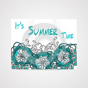 Summers brochure with abstract hamd drawn flower.