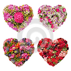 Summers flowers heart floral collage concept