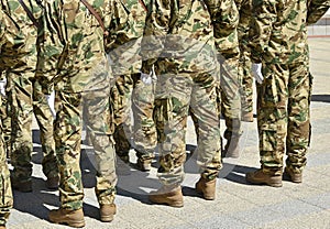 Soldiers standing in a row at the military parade