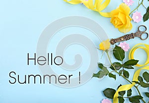 Summertime background with decorated borders.