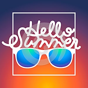 Summertime background with sunglasses and text