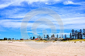 Summertime beach scene background