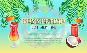 Summertime Best Party Time Vector Illustration