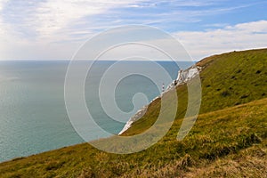 Summertime coastal path along cliffs