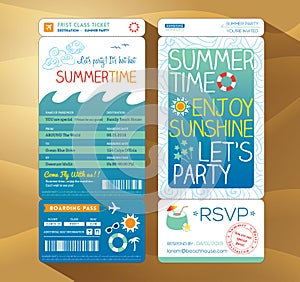 Summertime holiday party boarding pass background