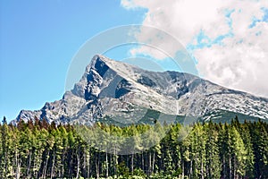 Summertime landscape with view on mount the Krivan in mountains High Tatras, part of the Western Carpathians