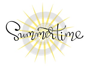 - Summertime - handwritten lettering word photo