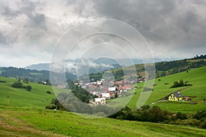 Summertime rural landscape - view at the village Pribis, Slovakia