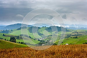 Summertime rural landscape - view at the village Pucov, Slovakia