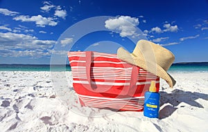 Summertime sun protection sunscreen hat at the beach