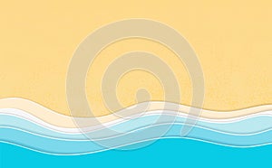 Summertime vacation background. Multi Layered papercut sea waves with 3d effect