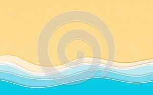 Summertime vacation background. Multi Layered papercut sea waves with 3d effect photo