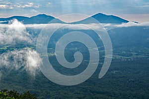 Summertime View of Clouds Around the Peaks of Otter