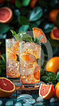 A summery, fruity cool drink inspired by the maximalist, bold Cluttercore trend with rich colors. photo