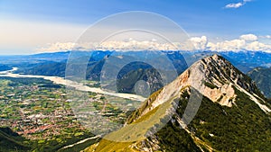 On the summit of an alpine peak