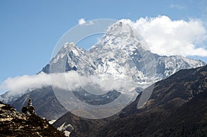 Summit of Ama Dablam mountain,Nepal,Himalayas photo