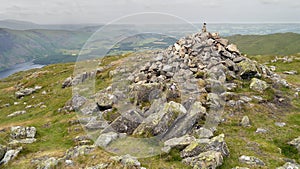 Summit cairn on Middle Fell, Lake District