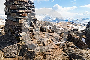 The summit cairn Trigpoint