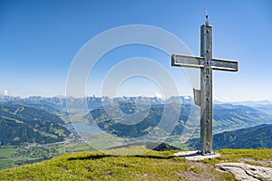 Summit cross above Zell am See, Pinzgau, Salzburger Land, Austria, Europe