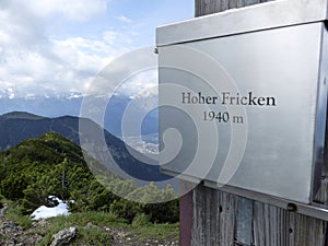 Summit cross Hoher Fricken mountain, Bavaria, Germany
