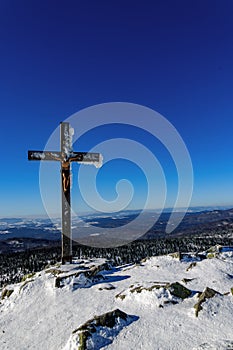 Summit cross on the Lusen