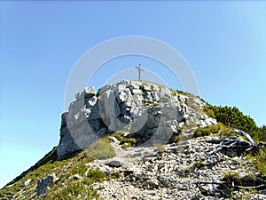 Summit cross of mountain Aiplspitz in Bavaria, Germany