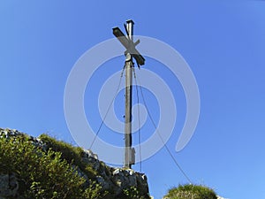 Summit cross of mountain Aiplspitz in Bavaria, Germany