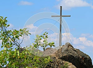 Summit cross of the silver mountain, silberberg in the bavarian forest