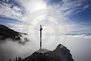 Summit cross Taubenstein mountain, Bavaria