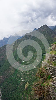 Summit of Happy Mountain or Putucusi Mountain in Machu Picchu