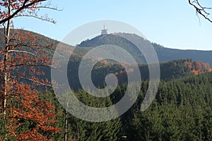 Summit of Lysa hora mountain in Beskydy mountains