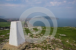 Summit marker on the little orme, Llandudno. North Wales hiking