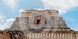 Summit of the Mayan pyramid, in the archaeological area of Uxmal