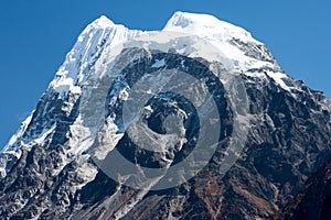 Summit of Mt. Langshisha Ri from Langtang Valley, Himalayas, Nepal