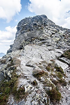 Summit of Ostry Rohac peak in Western Tatras mountains in Slovakia