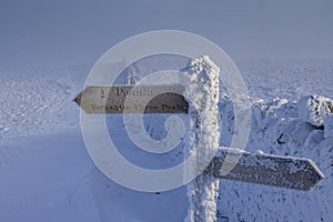 Summit of penyghent pennine way sign